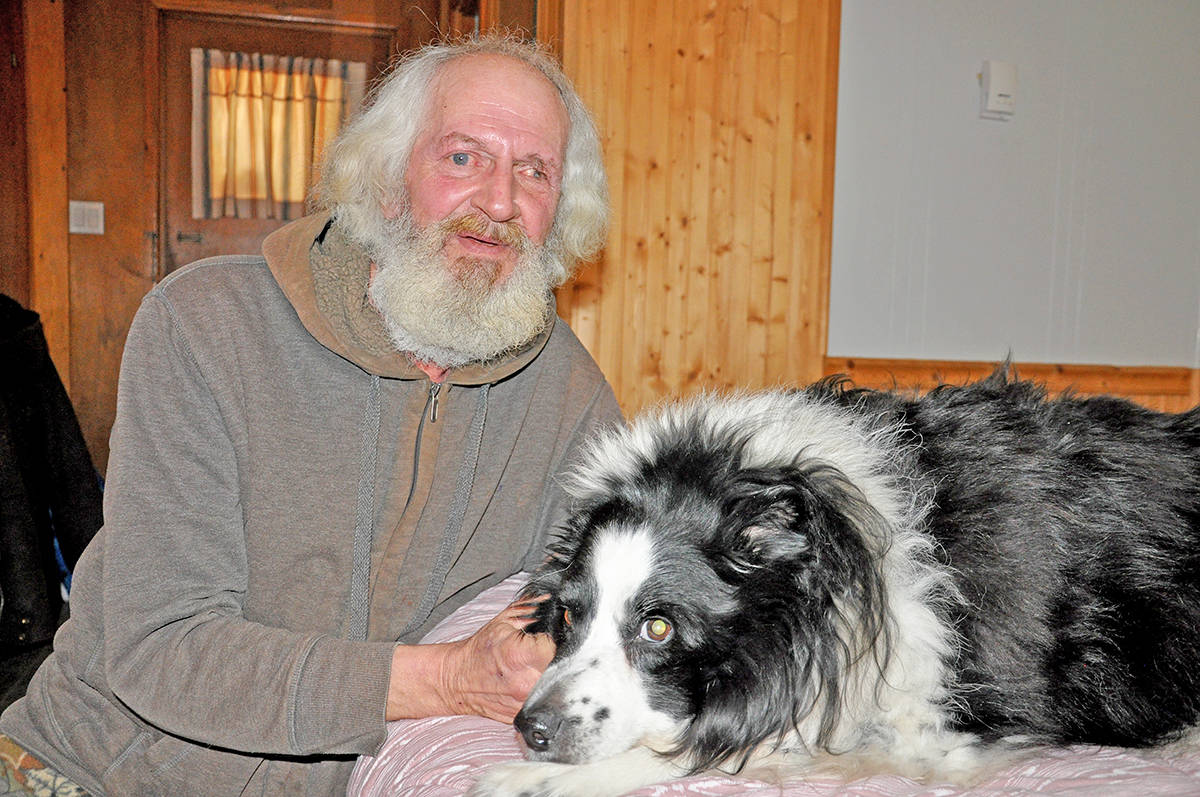 Greg Sabatino photo                                Brian Owen and his dog, Jake, are comfortable at the Lakeside Hotel currently while they wait for the pickup truck he’s been living in for the past five months to receive some necessary repairs. Owen said he’s thankful for the support he’s received from the community after a concerned resident made a Facebook post about his well being as temperatures hovered around -30C this week.