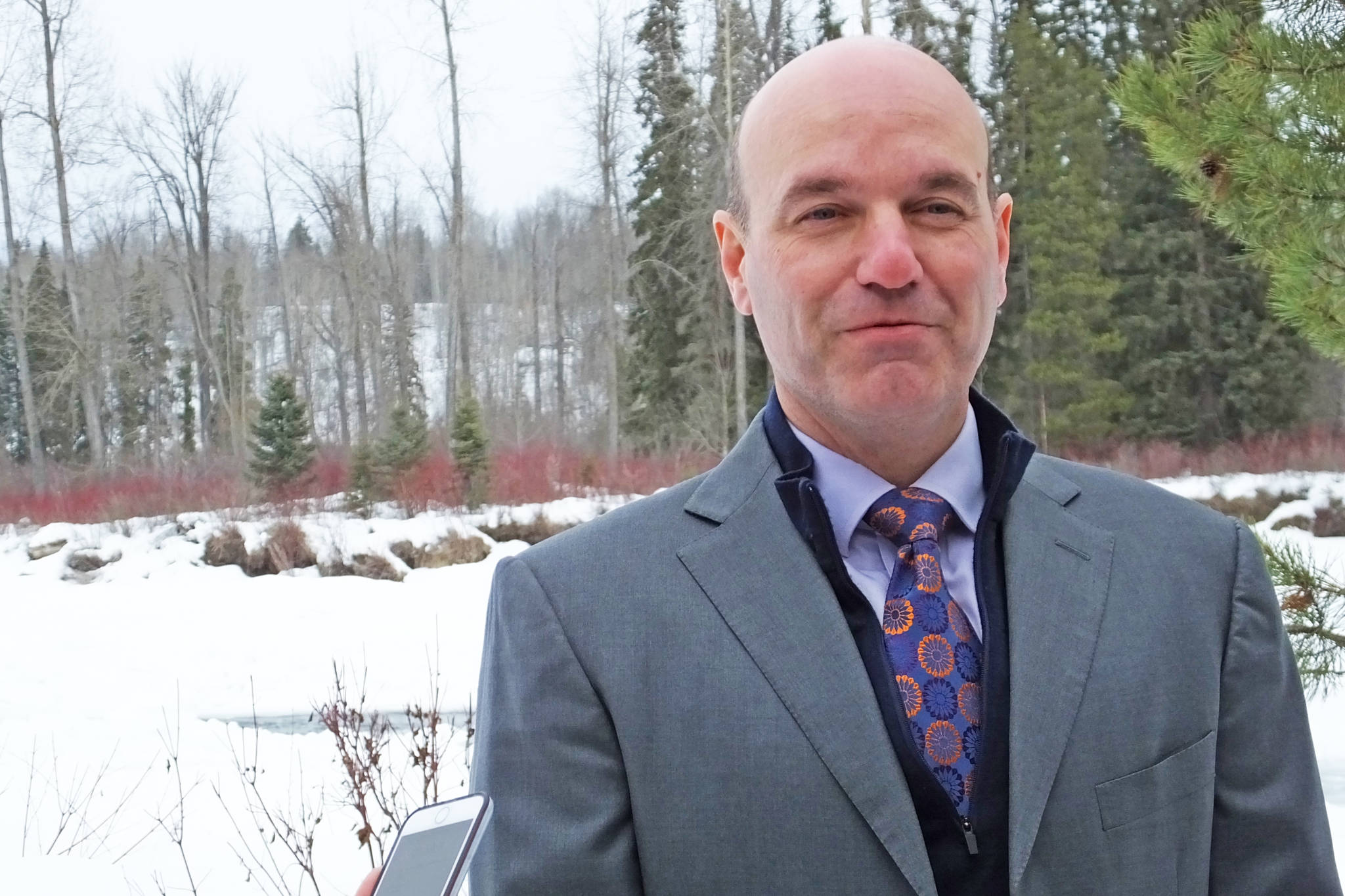 Skeena-Bulkley Valley MP Nathan Cullen announces at Riverside Park in Smithers that he is not running in the 2019 federal election. (Chris Gareau photo)