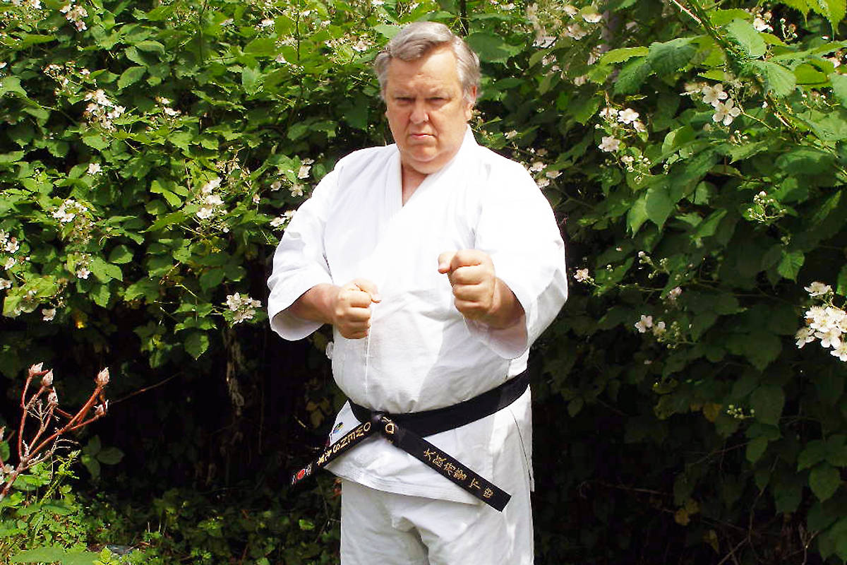 Karate instructor Don Owens poses in a photo that has special meaning to him. “It’s one of my favourites as the black belt I am wearing was given to me by Shimoda Sensei (8th dan) of the Osaka police department special forces,” Owens says. “It has my name in English on one side and Osaka police on the other, in Kanji.” (submitted photo)