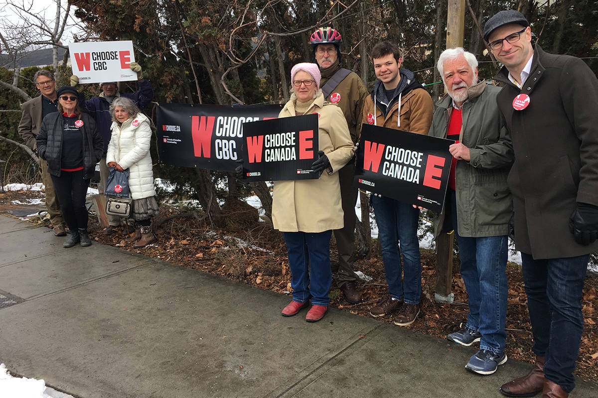 Friends of Canadian Broadcast members gathered to support community journalism Tuesday. - Carli Berry/Capital News