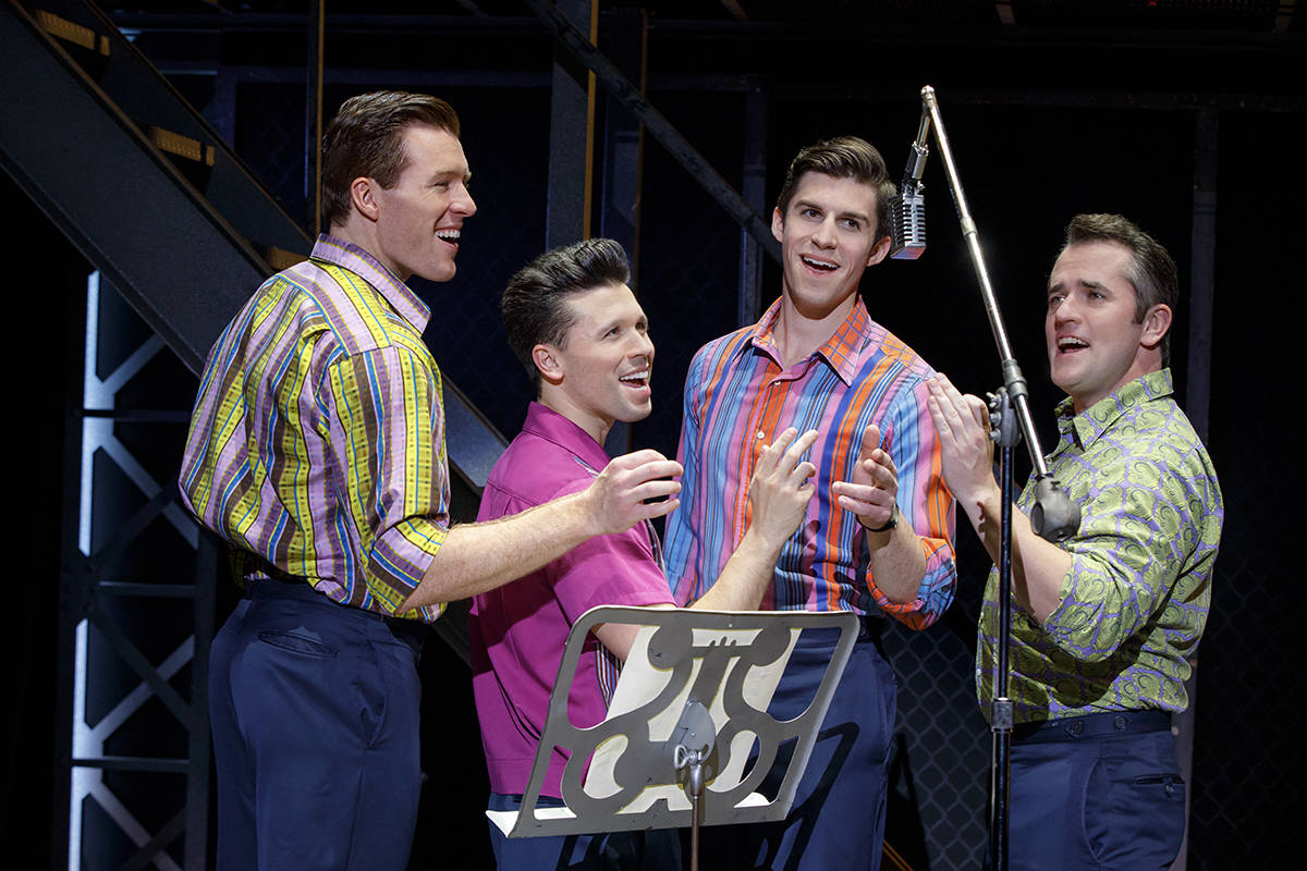 The story of legendary pop singing group Frankie Valli and The Four Seasons is told in entertaining fashion in the hit Broadway musical Jersey Boys, coming to Victoria’s Royal Theatre this spring. Photo courtesy Broadway in Victoria