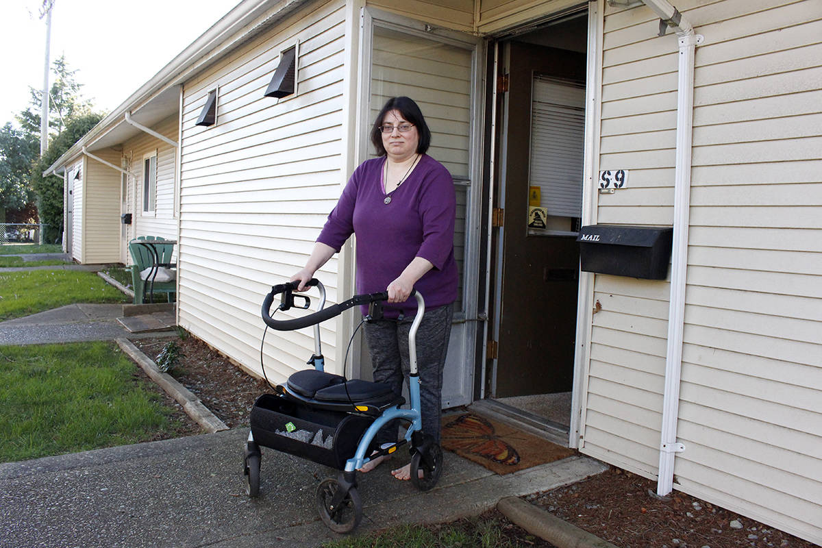 Zoe Nagler has lived in this one bedroom suite in d’Esterre Gardens for the past six years but received an eviction notice in January because she is too young to live in the senior’s facility. Nagler has cerebral palsey. Photo by Jolene Rudisuela