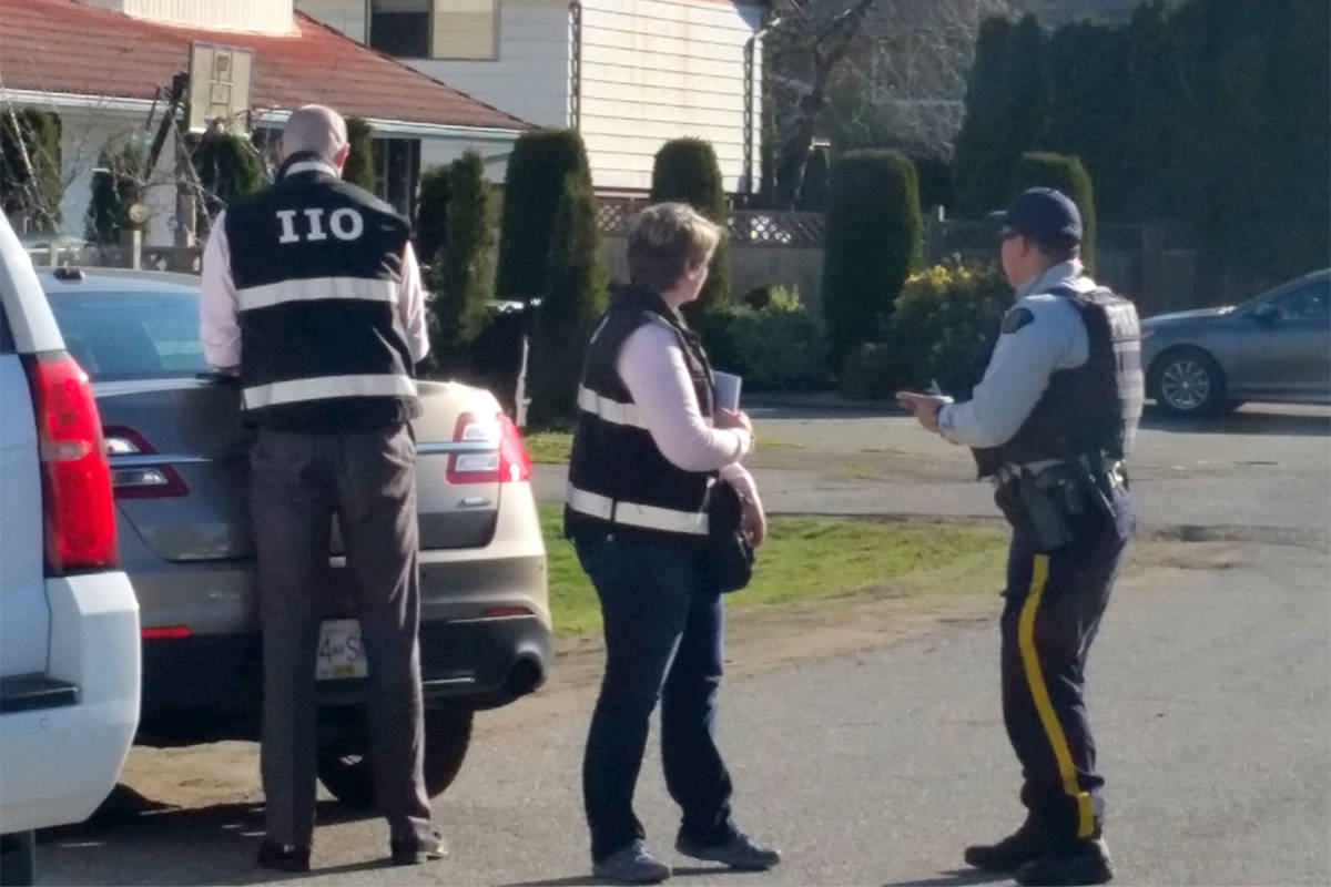 The Independent Investigations Office of BC (IIO) arrives on scene after an estimated two dozen police vehicles, as well as an armoured vehicle, surrounded a home in a residential neighbourhood at 132A Street and 100A Avenue. (Photo: Tom Zytaruk)                                The Independent Investigations Office of BC (IIO) arrives on scene after an estimated two dozen police vehicles, as well as an armoured vehicle, surrounded a home in a residential neighbourhood at 132A Street and 100A Avenue. (Photo: Tom Zytaruk)