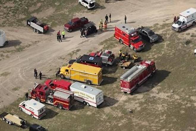 Twenty three Union Pacific train cars derailed releasing an unknown quantity of propane after one car overturned about six to eight miles south of Eureka, on Saturday, March 30, 2019. No passengers were on-board the train. (Jeffrey D. Allred/The Deseret News via AP) (Jeffrey D. Allred/The Deseret News via AP)