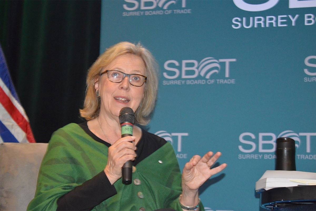 Green Party Leader Elizabeth May in Surrey. (Photo: Tom Zytaruk)
