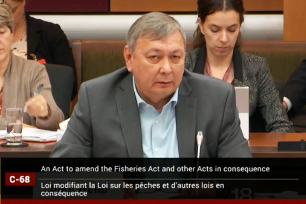 Lax Kw’alaams Band Mayor John Helin spoke to the Standing Committee of Fisheries and Oceans on April 9, 2019 in Ottawa. (Government of Canada)