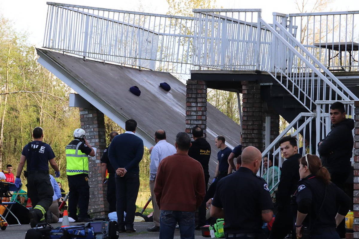 Deck collapses in Langley during celebration, 35 people injured