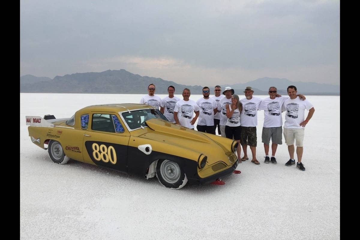 Shawn Driver and his team at the Bonneville Salt Flats. (contributed)