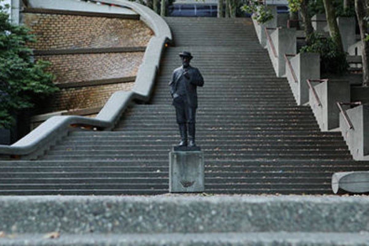 Judge Matthew Begbie statue at the provincial courthouse in New Westminster. (City of New Westminster)