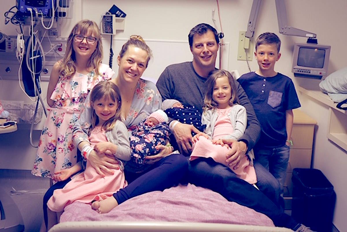 The Armstrong family at Red Deer hospital after the birth of the latest set of three twins. (Contributed by Loni Bourne Photography).