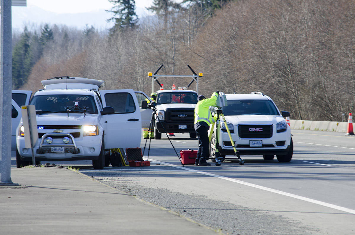 A Black Press file photo shows the scene of an April 2, 2018 collision at the intersection of Jubilee Parkway and Highway 19.