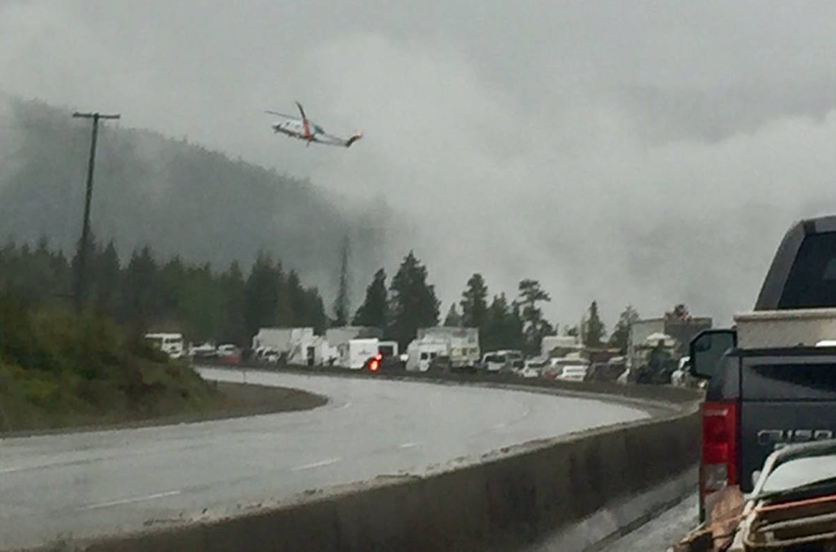 BC EHS air ambulance crews responded to a multi-vehicle crash on Highway 5 Thursday, May 16, 2019. (@megantcampbell/Twitter)
