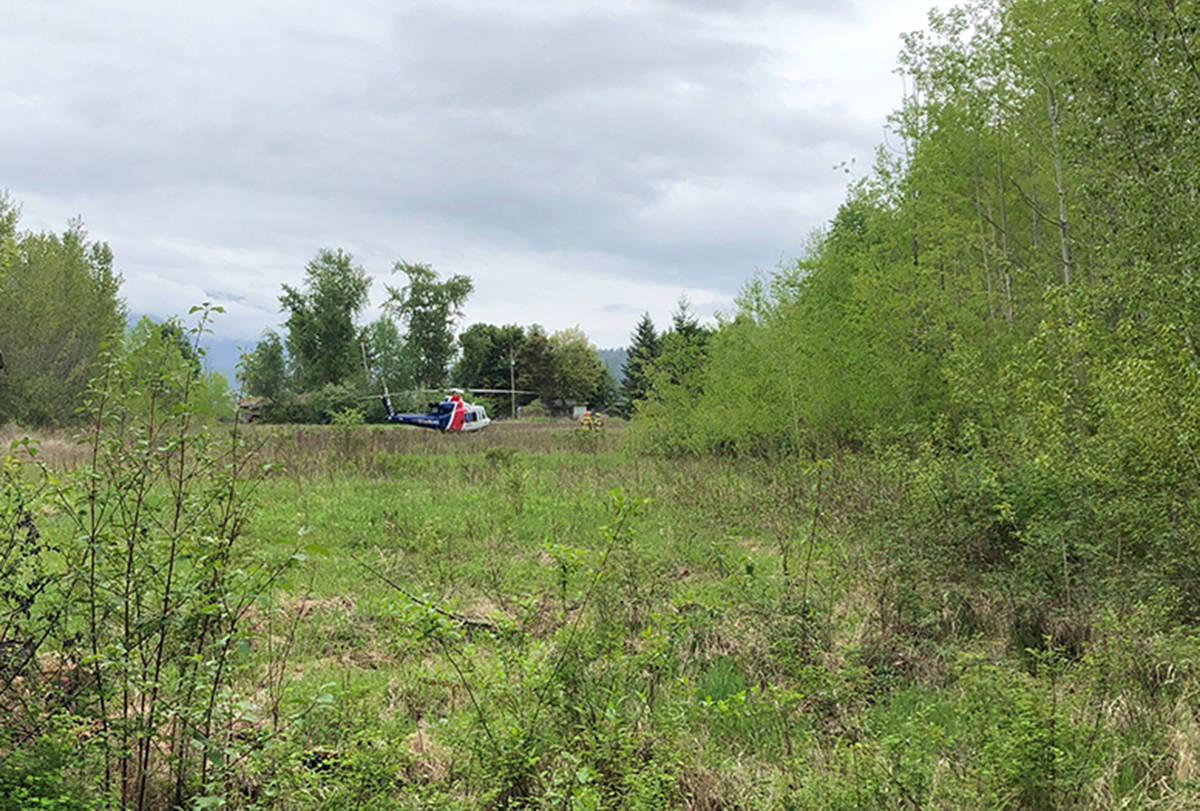 BC EHS air ambulance at Sandy Point Campground on Saturday, May 18, 2019. (Cameron Thomson/Salmon Arm Observer)