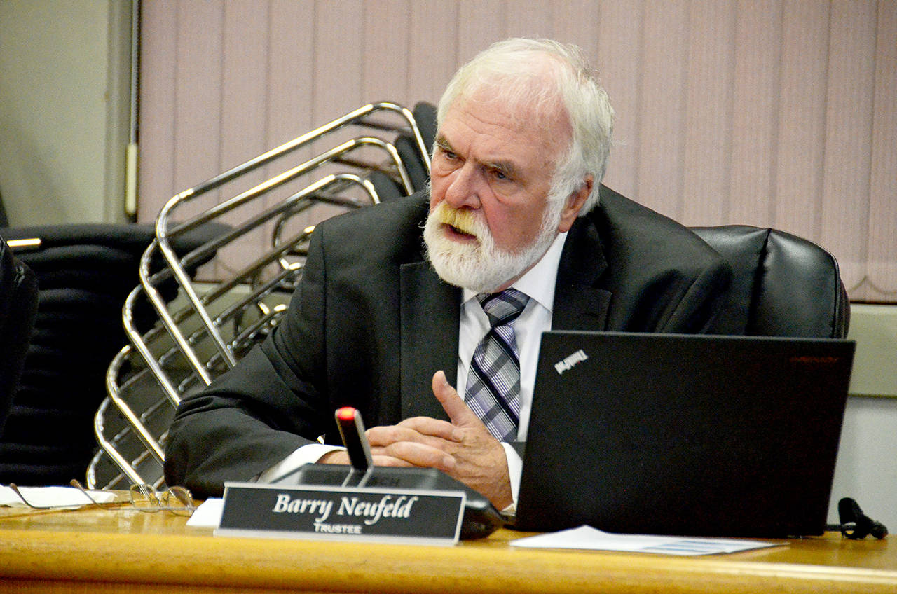 Chilliwack school board trustee Barry Neufeld at the board’s last meeting before the Oct. 20 election. (Progress file)
