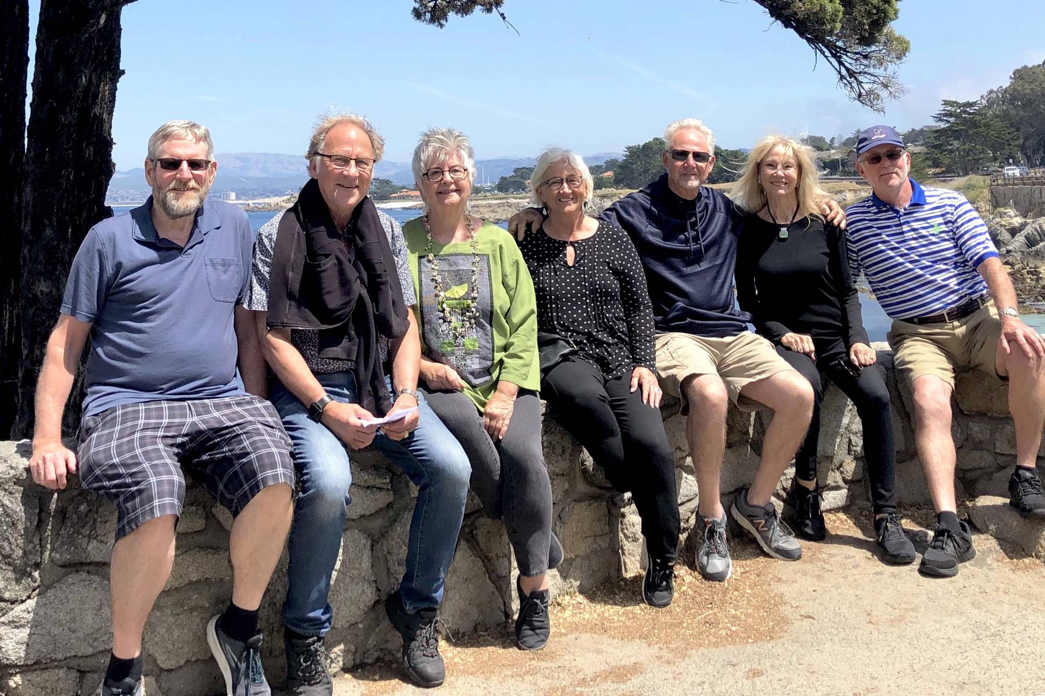 A group of Canadian and Americans, including Dave Tryon, left, who was found through social media, are back together for a reunion in California after backpacking Europe in 1969. - Submitted photo