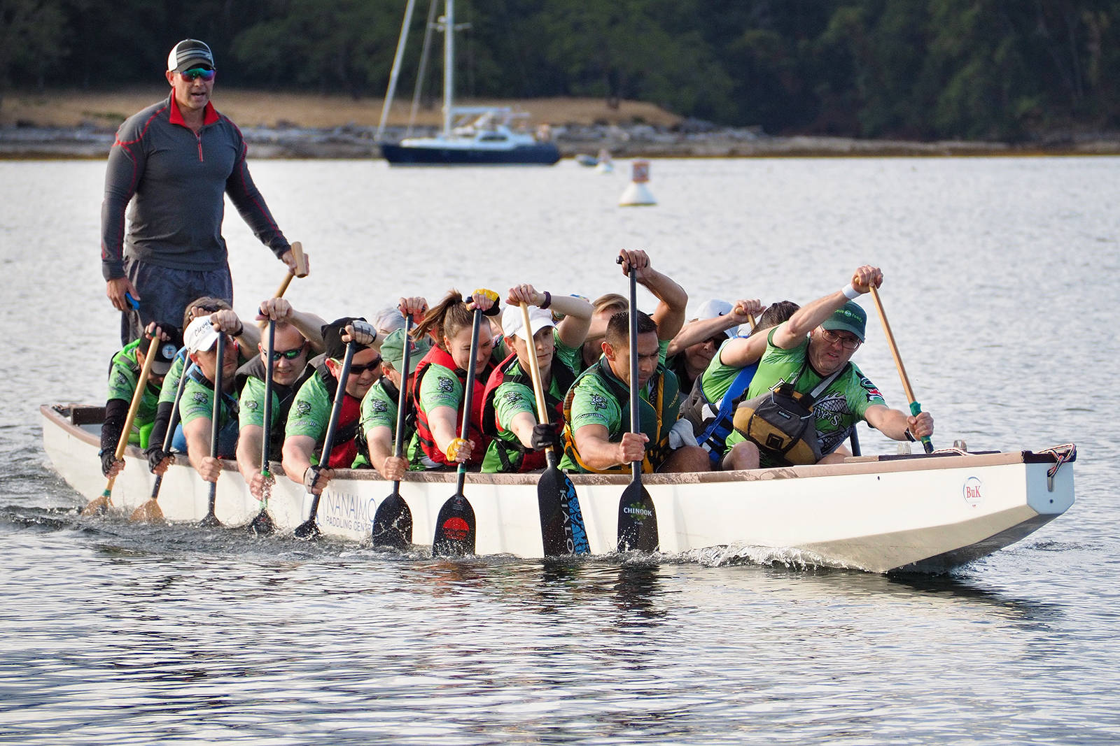 CHRIS BUSH/THE NEWS BULLETIN The Save-On-Foods Dragonslayers dragon boat team is practising for Nanaimo’s first-ever 1,500-metre dragonboat race event. The festival happens this weekend, July 5-7, at Maffeo Sutton Park and more than 60 teams will compete in Nanaimo Harbour.                                CHRIS BUSH/THE NEWS BULLETIN The Save-On-Foods Dragonslayers dragon boat team is practising for Nanaimo’s first-ever 1,500-metre dragonboat race event. The festival happens this weekend, July 5-7, at Maffeo Sutton Park and more than 60 teams will compete in Nanaimo Harbour.