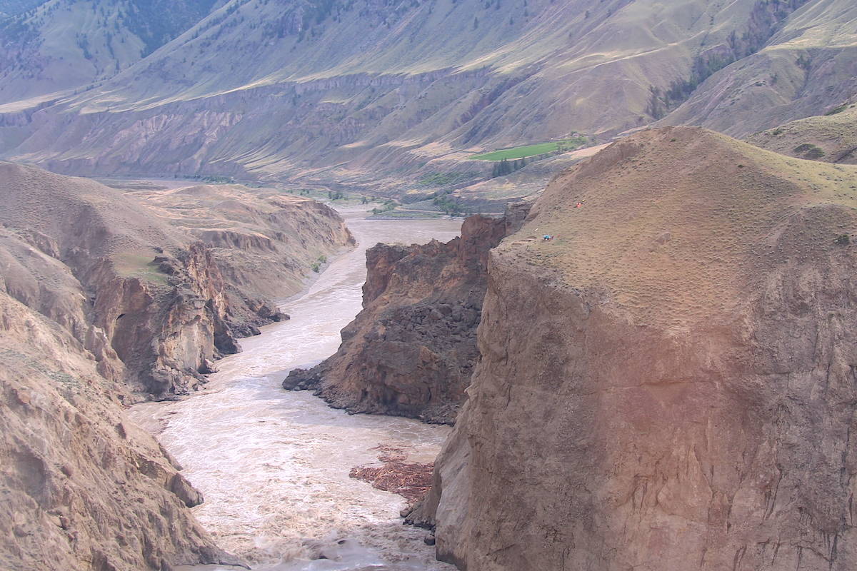 Obstruction removal at the Big Bar rockslide site continues to be hampered by challenging conditions such as the remote and unstable location. (Submitted)