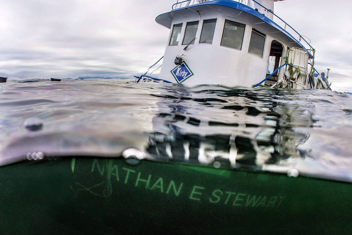 The tug boat Nathan E. Stewart is seen in the waters of the Seaforth Channel near Bella Bella, B.C., in an October 23, 2016. (photo THE CANADIAN PRESS/HO-Heiltsuk First Nation, April Bencze)