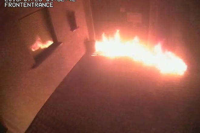 Man allegedly sets fire to South Okanagan RCMP detachment with officers inside