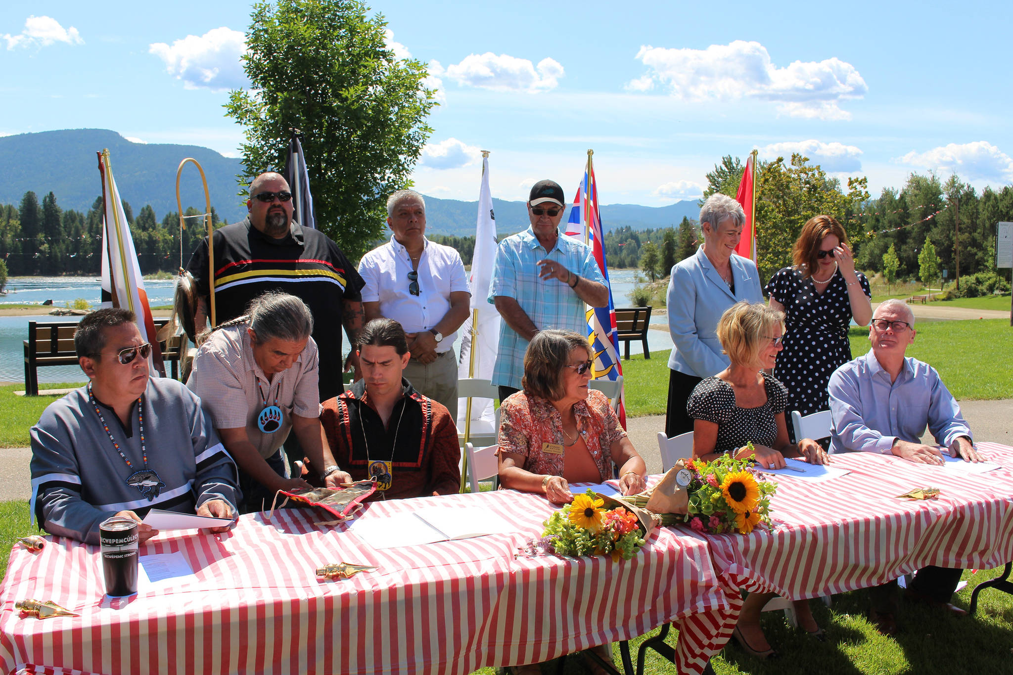 Representatives from Ottawa, B.C. and aboriginal organizations signed a treaty Monday on the banks of the Columbia River. Photo by: John Boivin