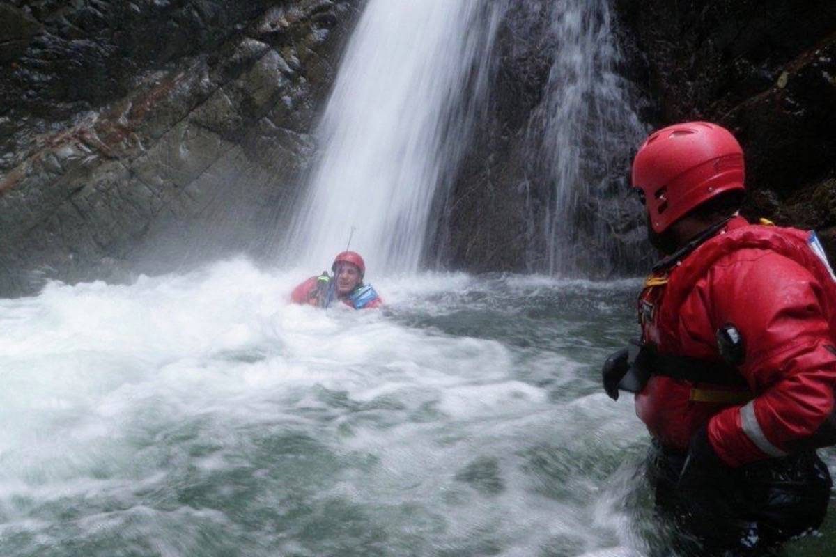 A waterfall near the Whiskey Creek Trail, where Warren Sill’s body was found in 2012, about four months after his disappearance. (Terrace SAR photo)