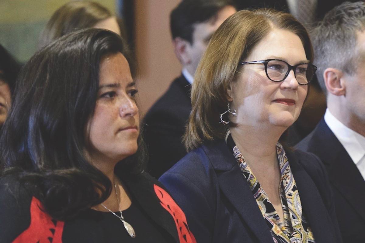In this file photo MPs Jody Wilson-Raybould and Jane Philpott were at Rideau Hall in Ottawa on Jan. 14, 2019. (File photo by THE CANADIAN PRESS)
