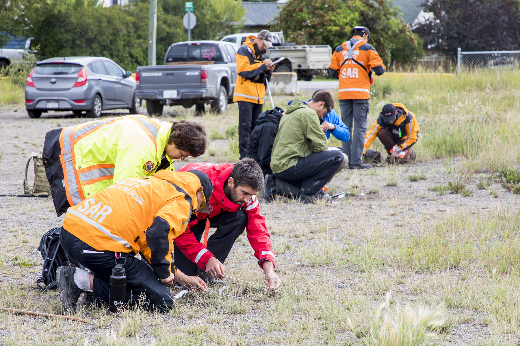 Aug. 24, 2019 — Nechako Valley Search and Rescue hosted a B.C. tracking association course over the weekend. Members are shown analysing a foot print as part of the introductory course called Track Aware which was guided by Chris Mushumanski. SAR members who already have some track aware courses, were taking the Tracker course which is more advanced. There were trained by Jeni Christie, president of B.C. tracking association. “In B.C. for search, tracking is a really important skill used on many searches, especially here in the north. Having skilled trackers is really essential in reducing the area you are going to search, finding that subject faster, getting a direction of travel from where they were last seen,” Mushumanski said. (Aman Parhar photo)