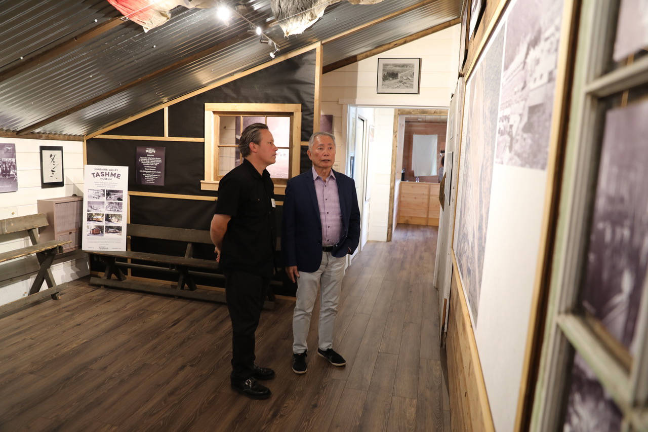 George Takei (right) during a tour of the Tashme Museum in Hope. (Brian Dodd/Contributed)