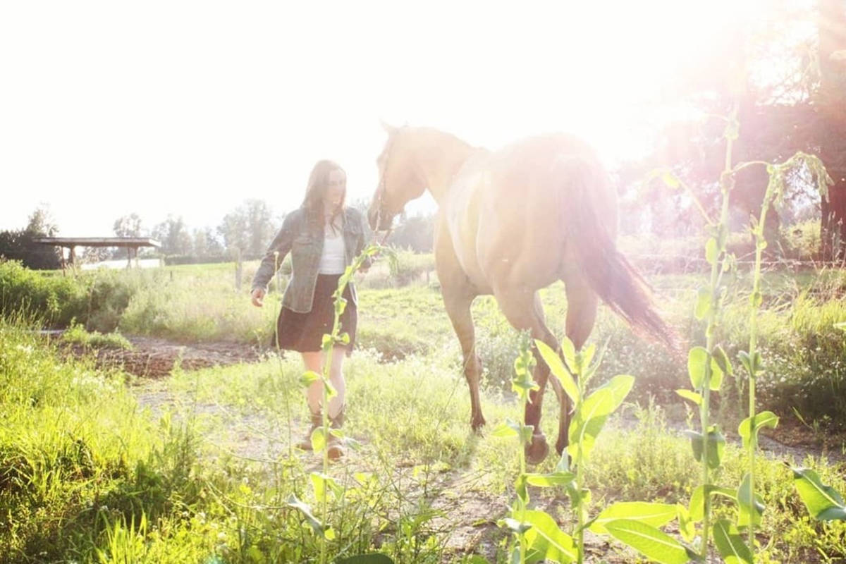 Fifteen-year-old Layla Thomson and her horse Conrad who was struck and killed by lightning in the thunderstorms in Chilliwack overnight Sept. 7/8. (Submitted)