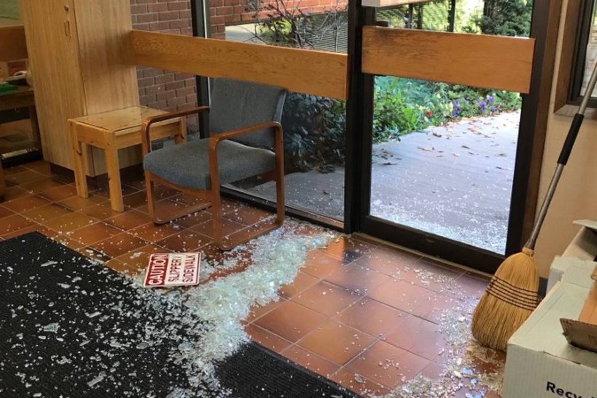 The BC Conservation Service tweeted that a moose broke into a Fort St. John school district office on Thursday, Sept. 12. (BC Conservation Service photo)