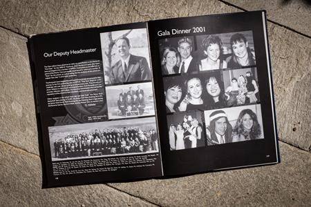 A photo, bottom second from right, showing Liberal Leader Justin Trudeau, then 29 years old, wearing dark paint on his hands and face while dressed as Aladdin at a themed gala event is seen in a 2000-01 yearbook from West Point Grey Academy where he was a teacher, in Vancouver on Friday, Sept. 20, 2019. Trudeau is also pictured in the group staff photo on the bottom of the left page. THE CANADIAN PRESS/Darryl Dyck