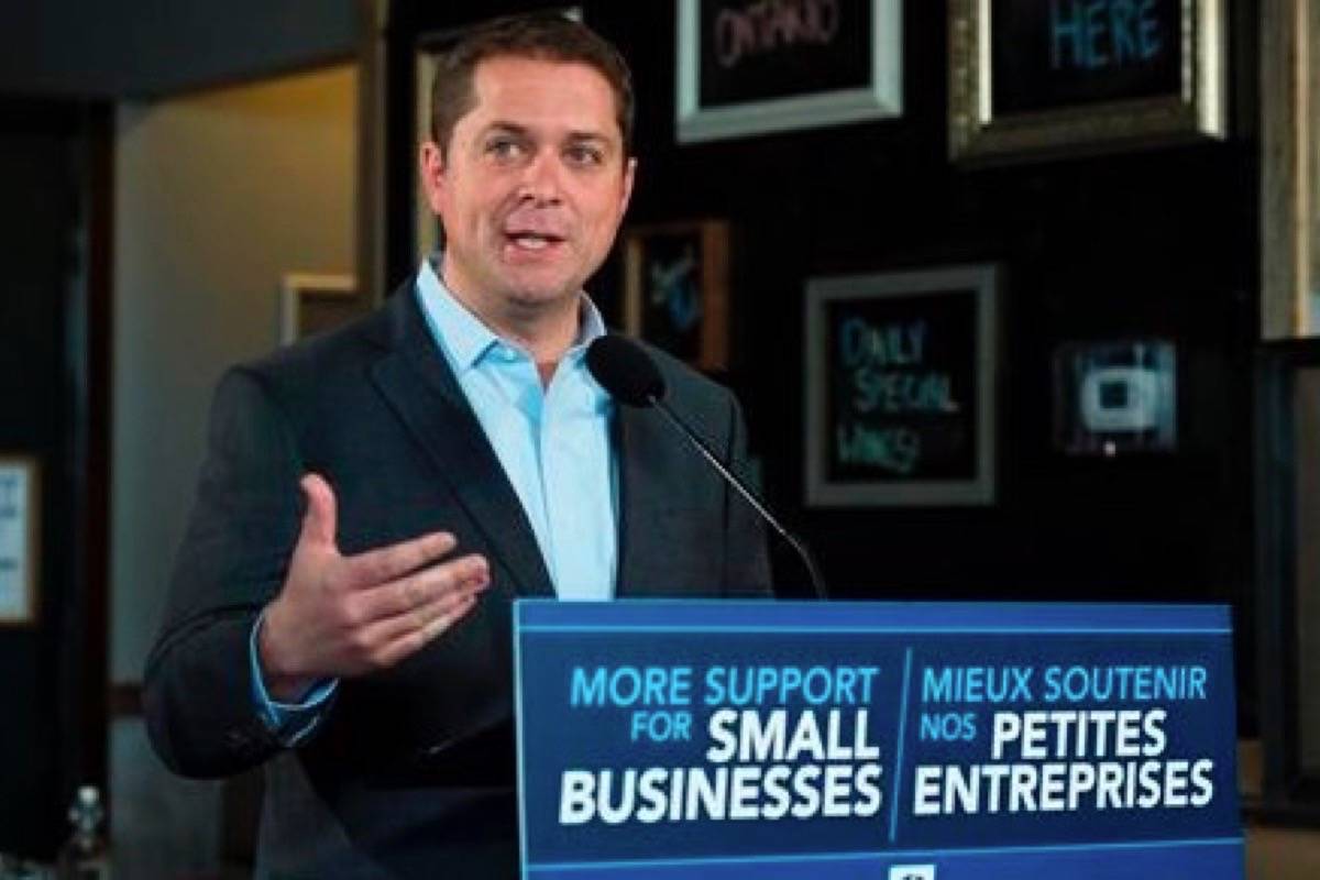 Federal Conservative leader Andrew Scheer makes a campaign stop in Thorold, Ont., on Tuesday, September 24, 2019. THE CANADIAN PRESS/Nathan Denette