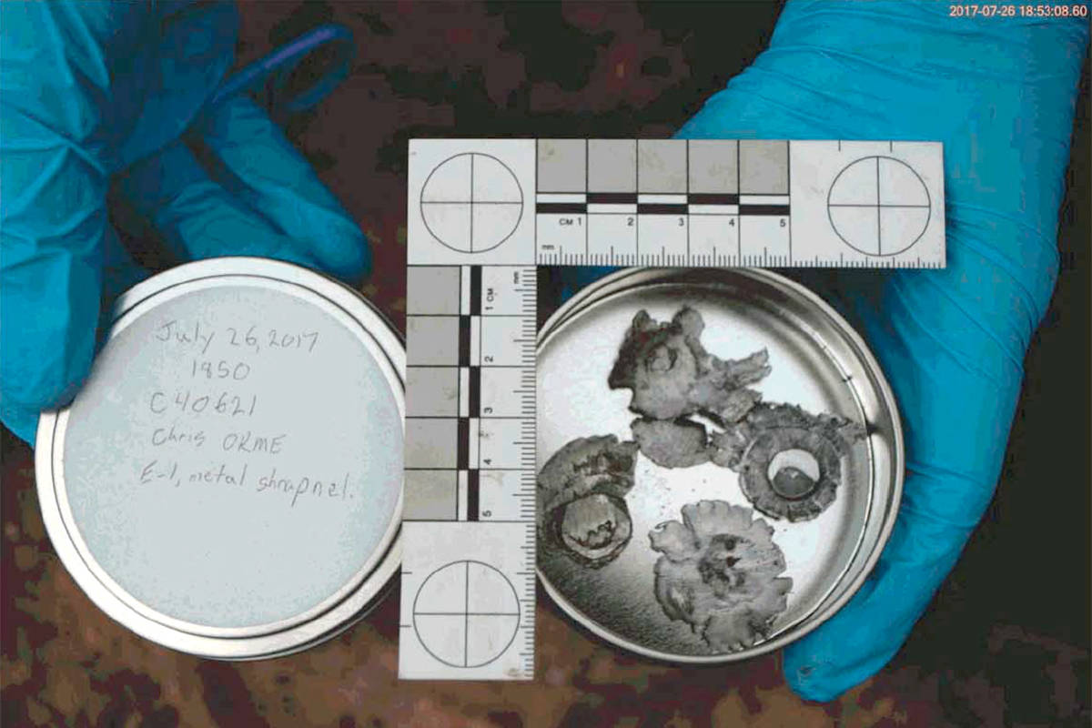 Bullet remnants found near the metal target. (Freedom of Information request)