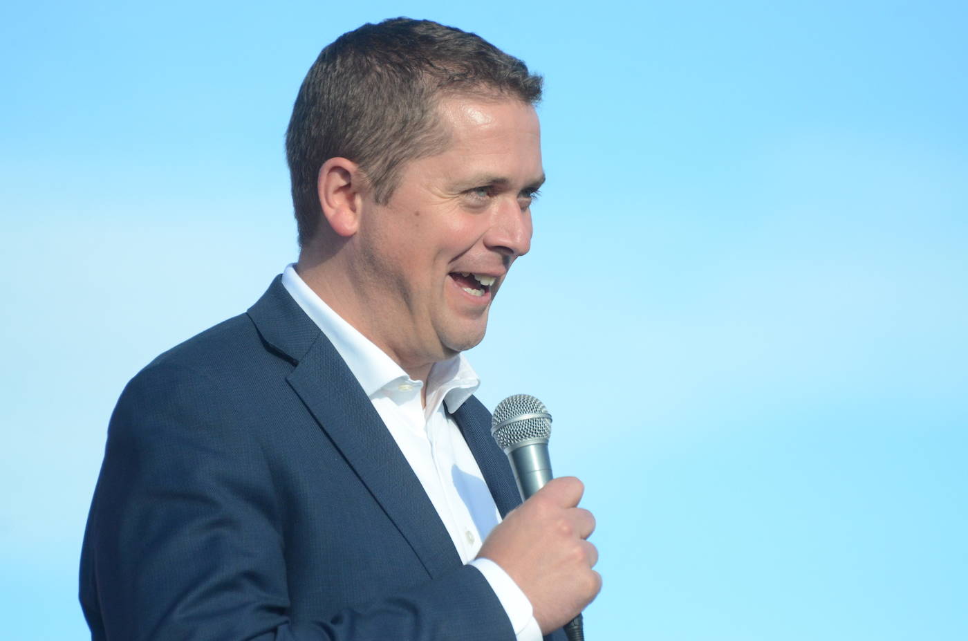 FILE – Andrew Scheer mingled and spoke to supporters at a Langley equestrian centre Wednesday evening. (Matthew Claxton/Langley Advance)