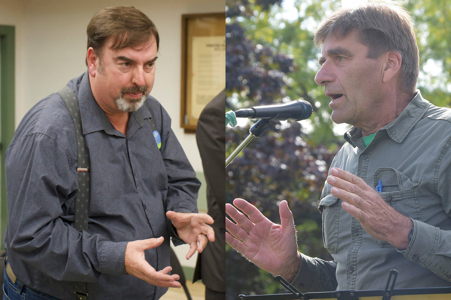 Okanagan Green Party candidates Robert Mellalieu (left) and Marc Reinarz (right) have both been called out by NDP for comments they made about abortion. (File)