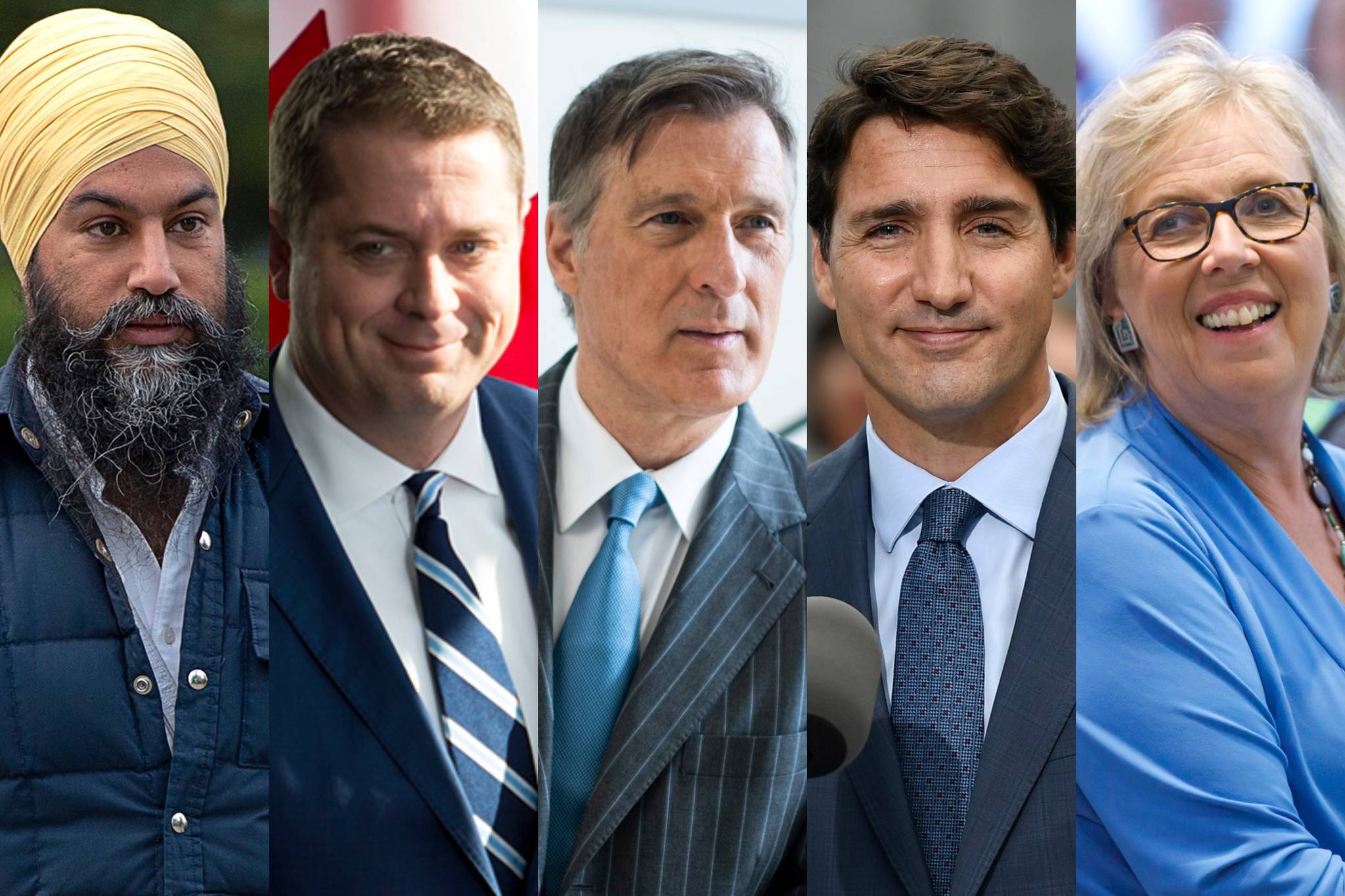 All five party leaders in the upcoming 2019 federal election. (The Canadian Press photos)