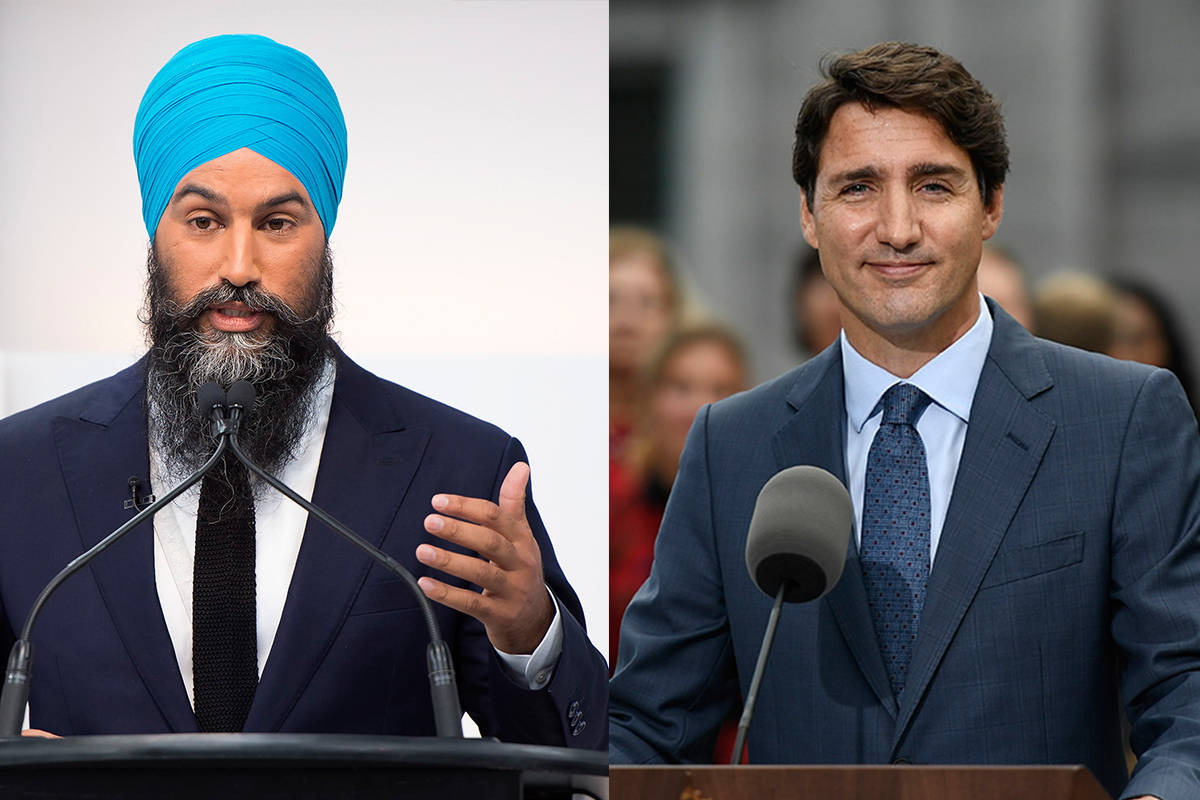 NDP Leader Jagmeet Singh, left, and Liberal Leader Justin Trudeau. (The Canadian Press)