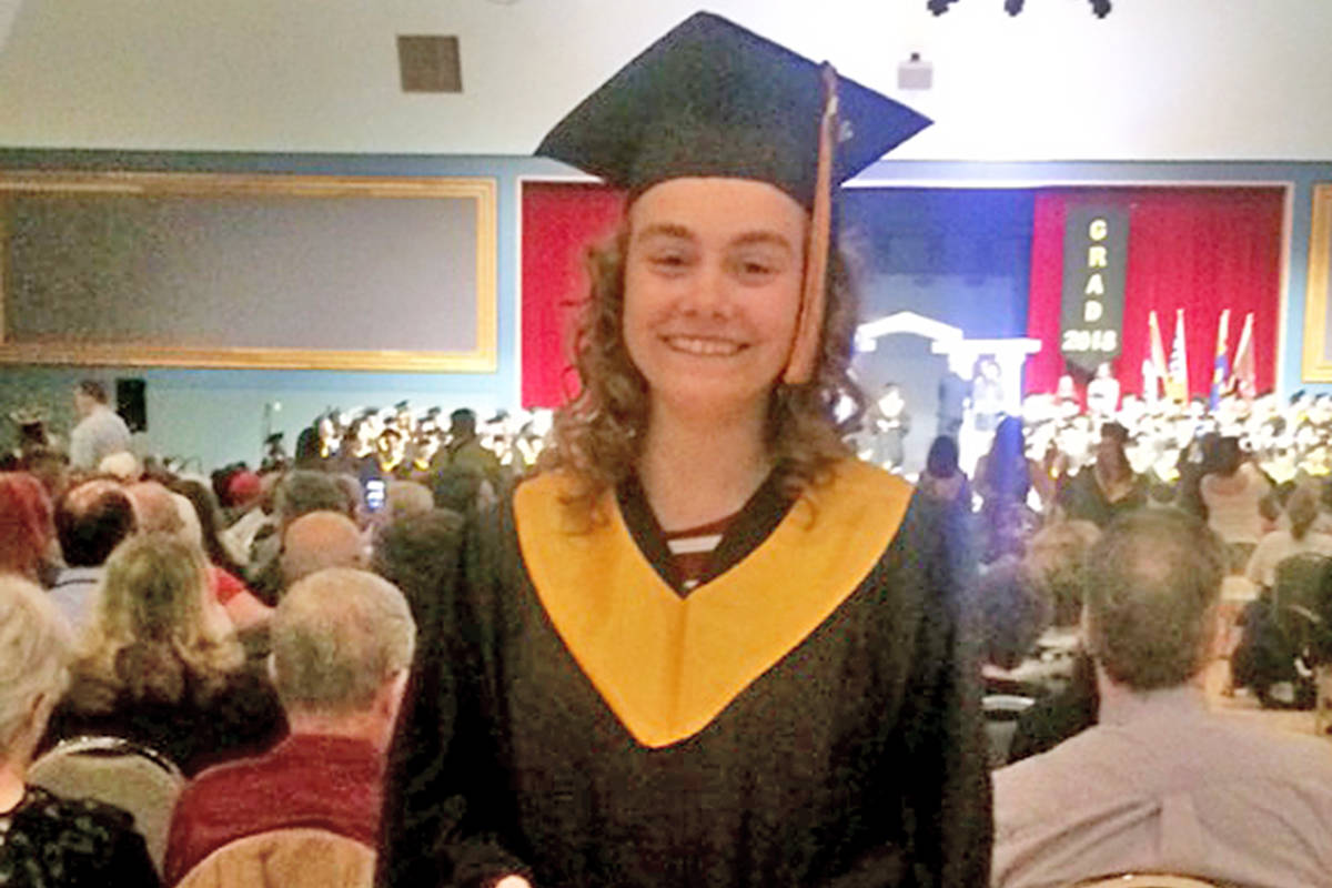 Faith Liberty Unger, 19, was killed in a crash along Highway 20 west of Williams Lake early Saturday morning. Here Faith is pictured attending her high school graduation in Prince George in June of 2018. (Photos submitted)