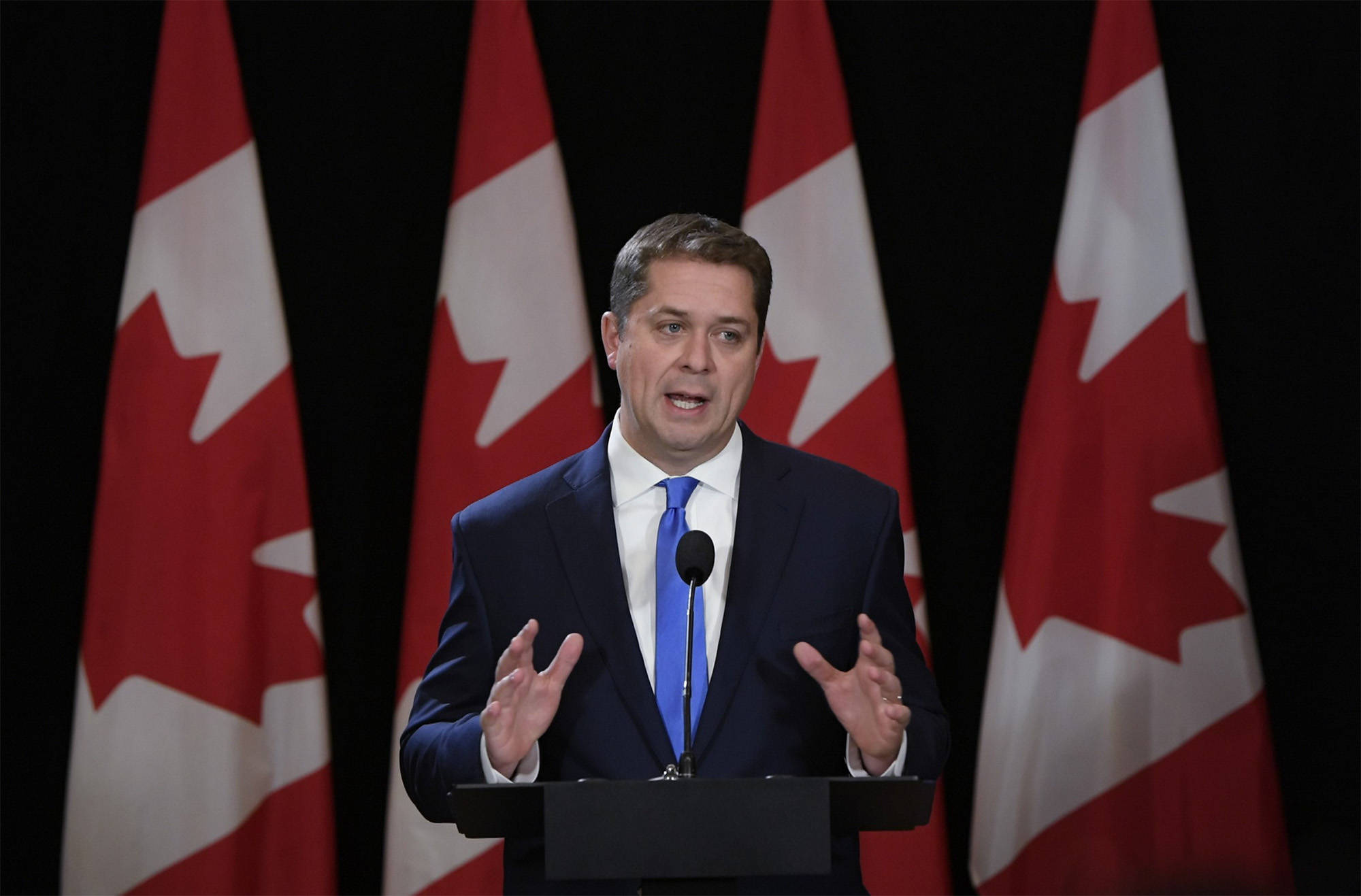 Conservative Leader Andrew Scheer speaks during a news conference in Regina, Tuesday, October 22, 2019. THE CANADIAN PRESS/Adrian Wyld