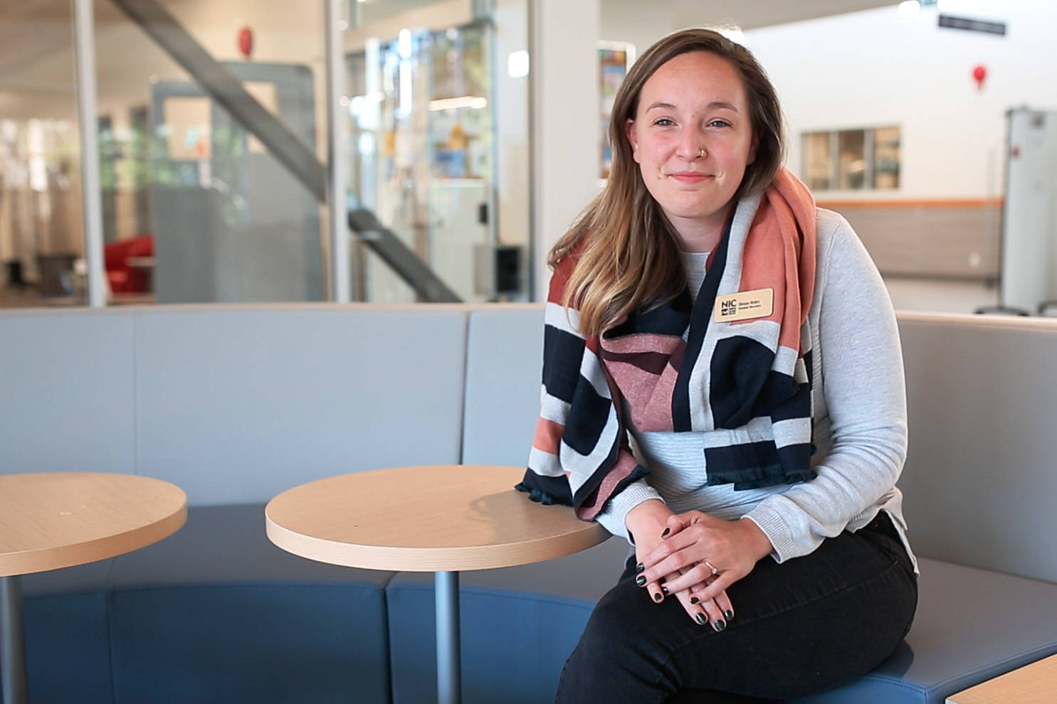 Renae Roles, student recruitment officer at North Island College, gives Campbell River Mirror journalist Marissa Tiel a tour of the school’s new space on Oct. 29, 2019. Video still by Marissa Tiel/Campbell River Mirror