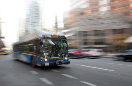 A bus in downtown Vancouver, Friday, November, 1, 2019. THE CANADIAN PRESS/Jonathan Hayward