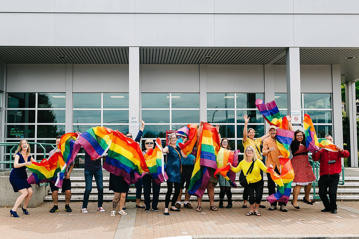 A group of rainbow crosswalk supporters brought a 750-name petition to city hall in August. (Sarah Sovereign Photography)
