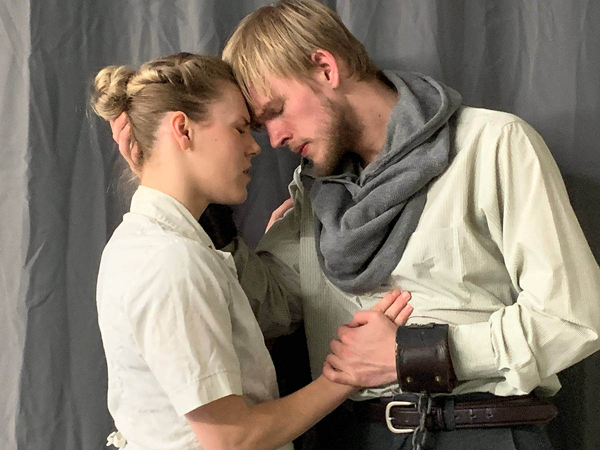 Emily Anne Pugsley and Nathaniel Exley are among the cast members in the Canadian College of Performing Arts production of Arthur Miller’s The Crucible. The college is putting a rather dystopian spin on the story for the play, which runs Dec. 12-14 at the CCPA performance hall. Photo courtesy CCPA