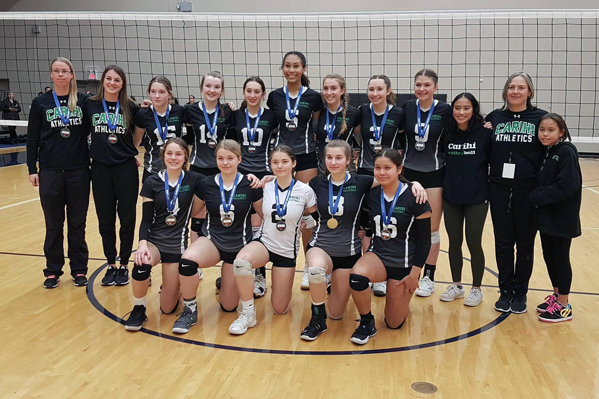 The Carihi Tyees won silver at the BC Secondary School Volleyball Provincial Championships in Langley on Nov. 30. Photo by BC Secondary School Volleyball Provincial Championships/Twitter