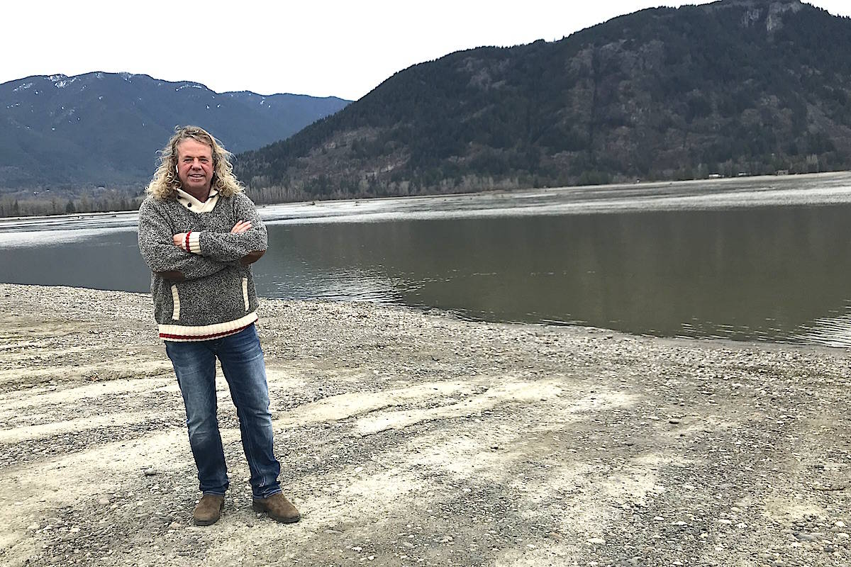 Dean Werk, president of the Fraser Valley Salmon Society, at the Fraser River boat launch at Island 22 Regional Park. (Jennifer Feinberg/ The Progress)