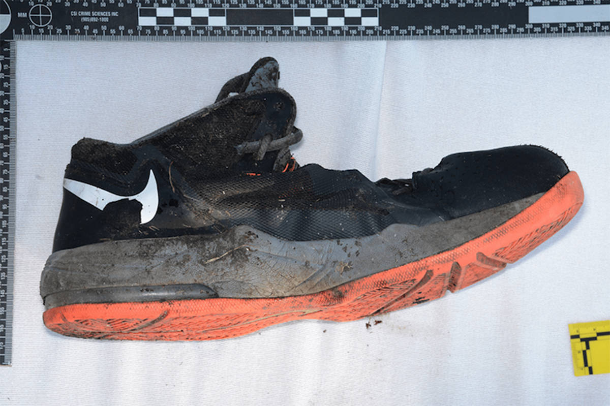 The B.C. Coroner’s Service is hoping someone will identify a man found dead in the Peace region. He was wearing size 11 Nike Air Max running shoes. (B.C. Coroner’s Service)