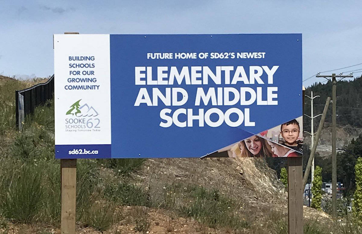 Sarah Beckett, Westhills, and an Indigenous name are the top three picks for the new elementary and middle schools coming to West Langford by Sept 2022. (Twitter/@SD62)