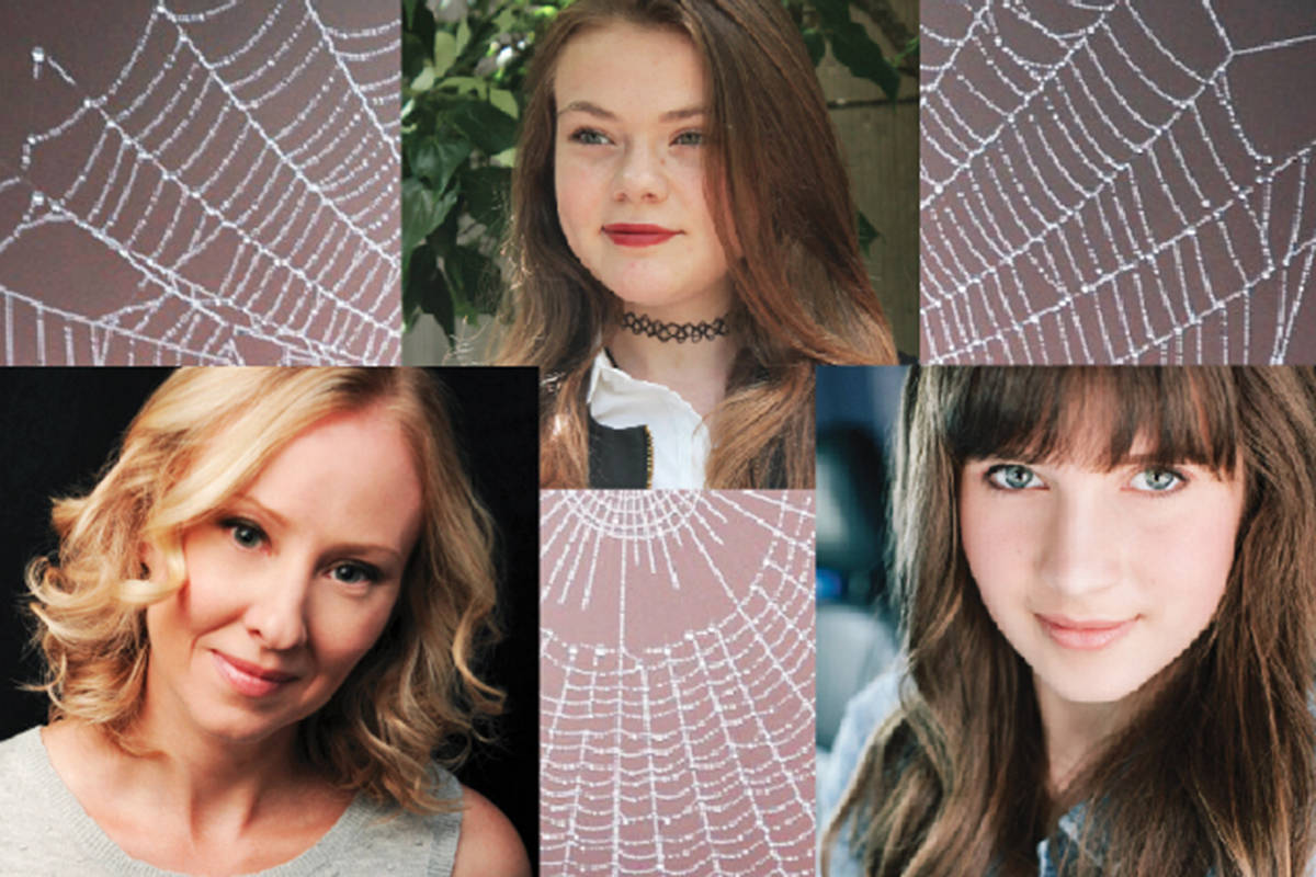 Tara Britt, Maggie Martin and Juliana Monk star in the Kaleidoscope Theatre production of Charlotte’s Web, The Musical, Dec. 28 and 29 at the McPherson Playhouse. Photos courtesy Kaleidoscope Theatre, photo illustration/Don Descoteau
