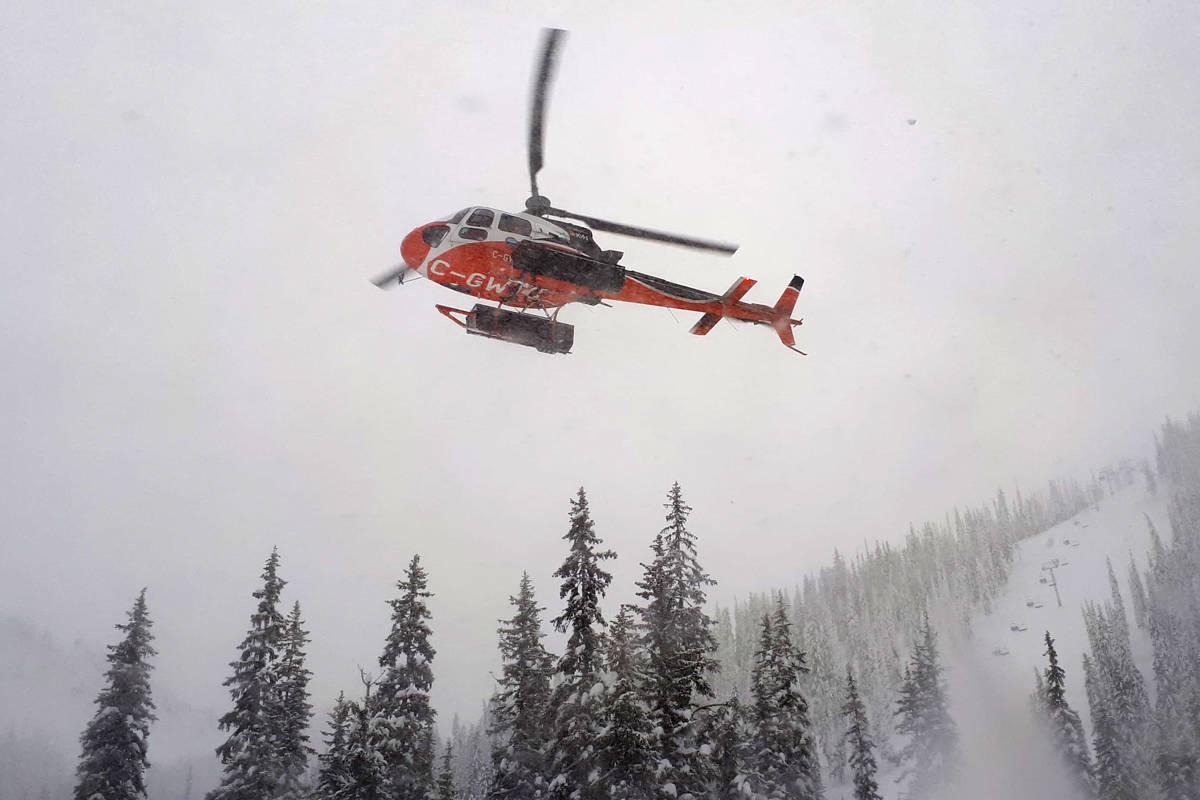 A helicopter was used to find two teenagers lost near Whitewater Ski Resort. Photo courtesy Nelson Search and Rescue