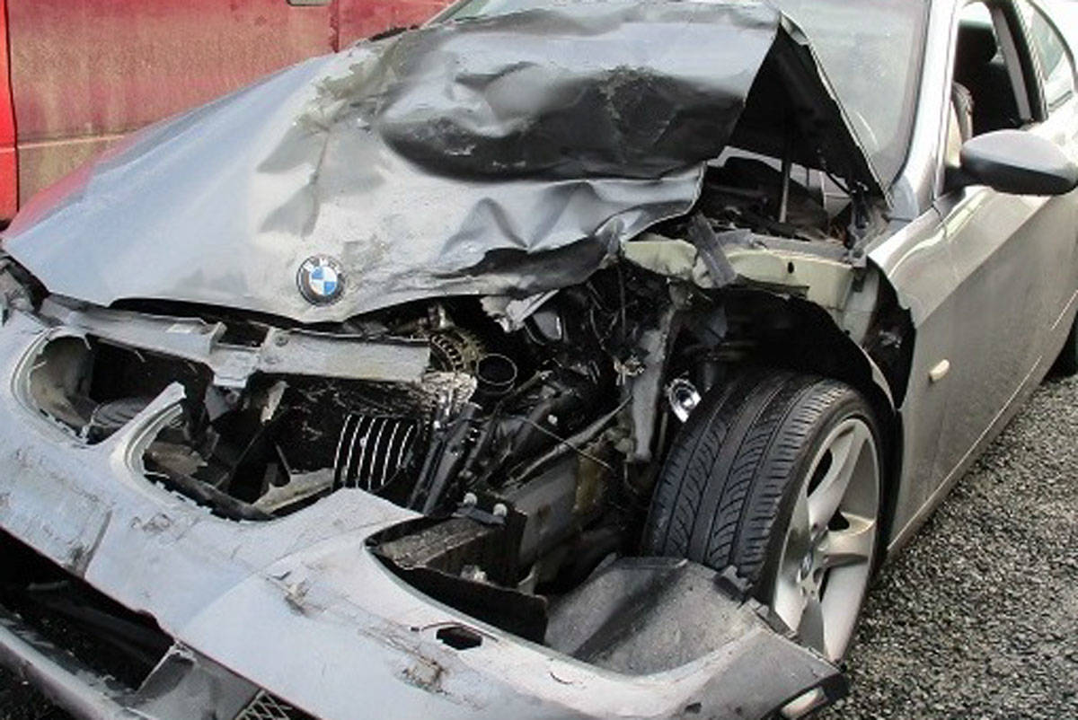 West Shore RCMP arrested a woman for impaired driving after she struck a vehicle and then struck a cyclist. (Courtesy of West Shore RCMP)